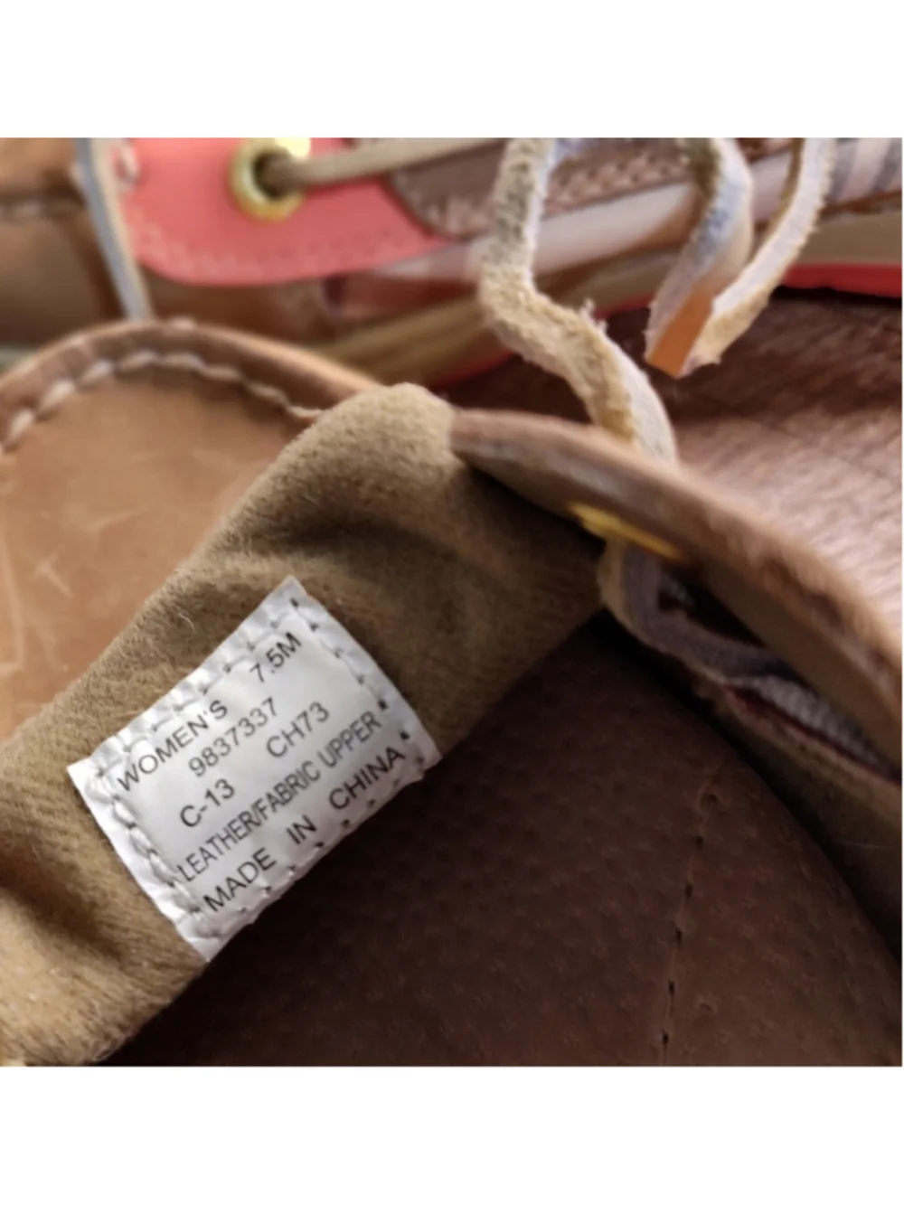 Women's Sperry Top-Sider Boat Shoes, Beige and Pink Plaid Size 7.5